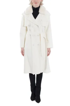 MONTVALE - Wool Coat with Faux Fur Trim Collar