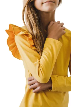 Mustard L/s Ruffle Tee