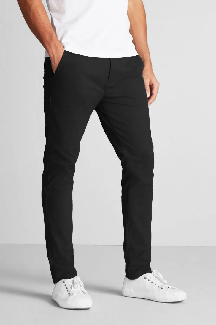 Officer Slim fit chino pant in a textured dobby comfort stretch - Black