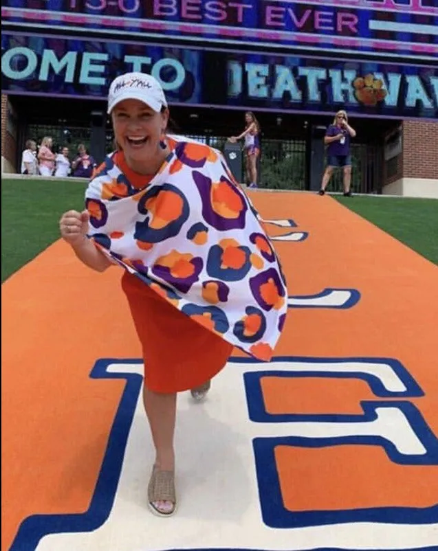 Orange Gameday Cheetah Poncho