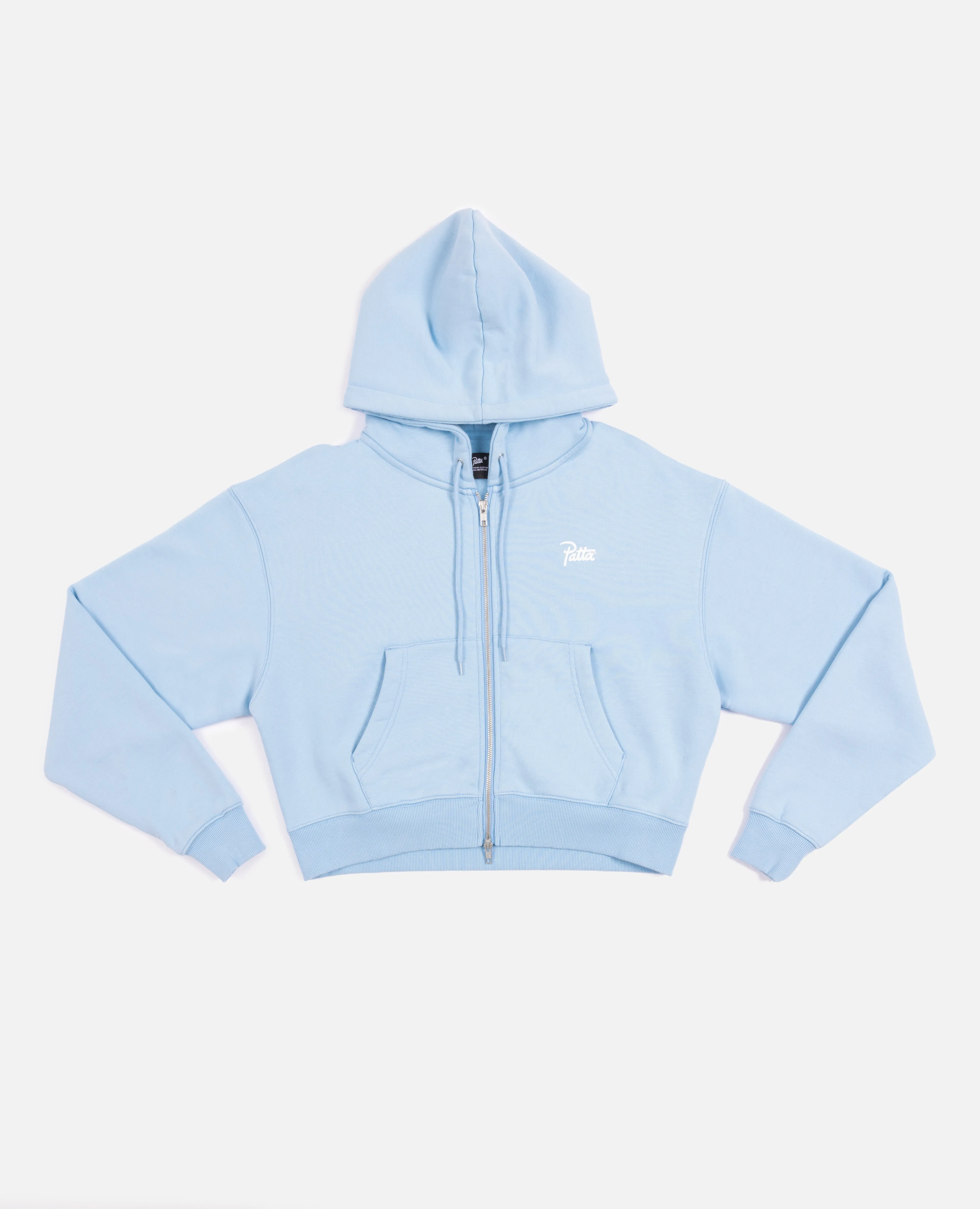 Patta Femme Basic Crop Zip Up Hooded Sweater (Blue Bell)