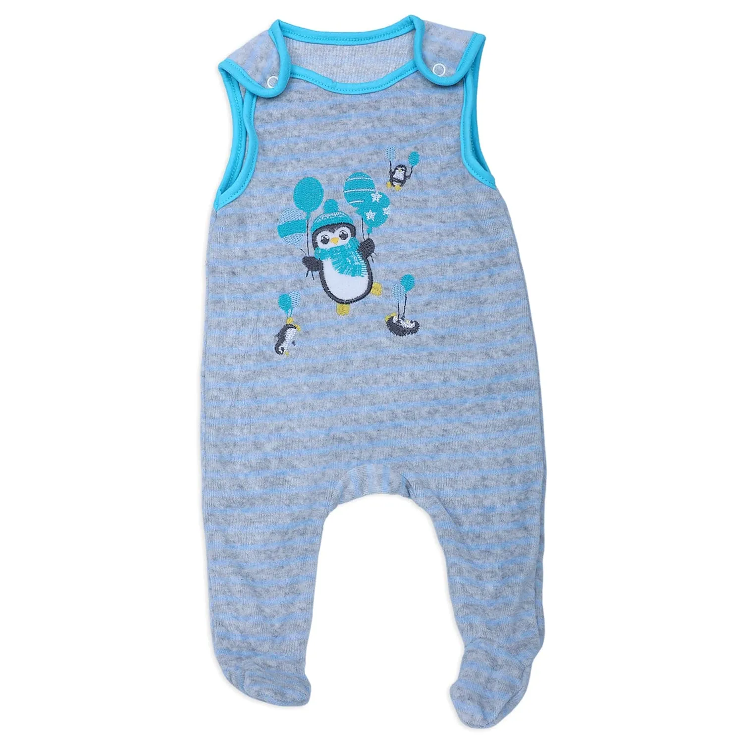 Penguin Party Infant 2 Piece Full Sleeves Tshirt And Romper Set - Grey