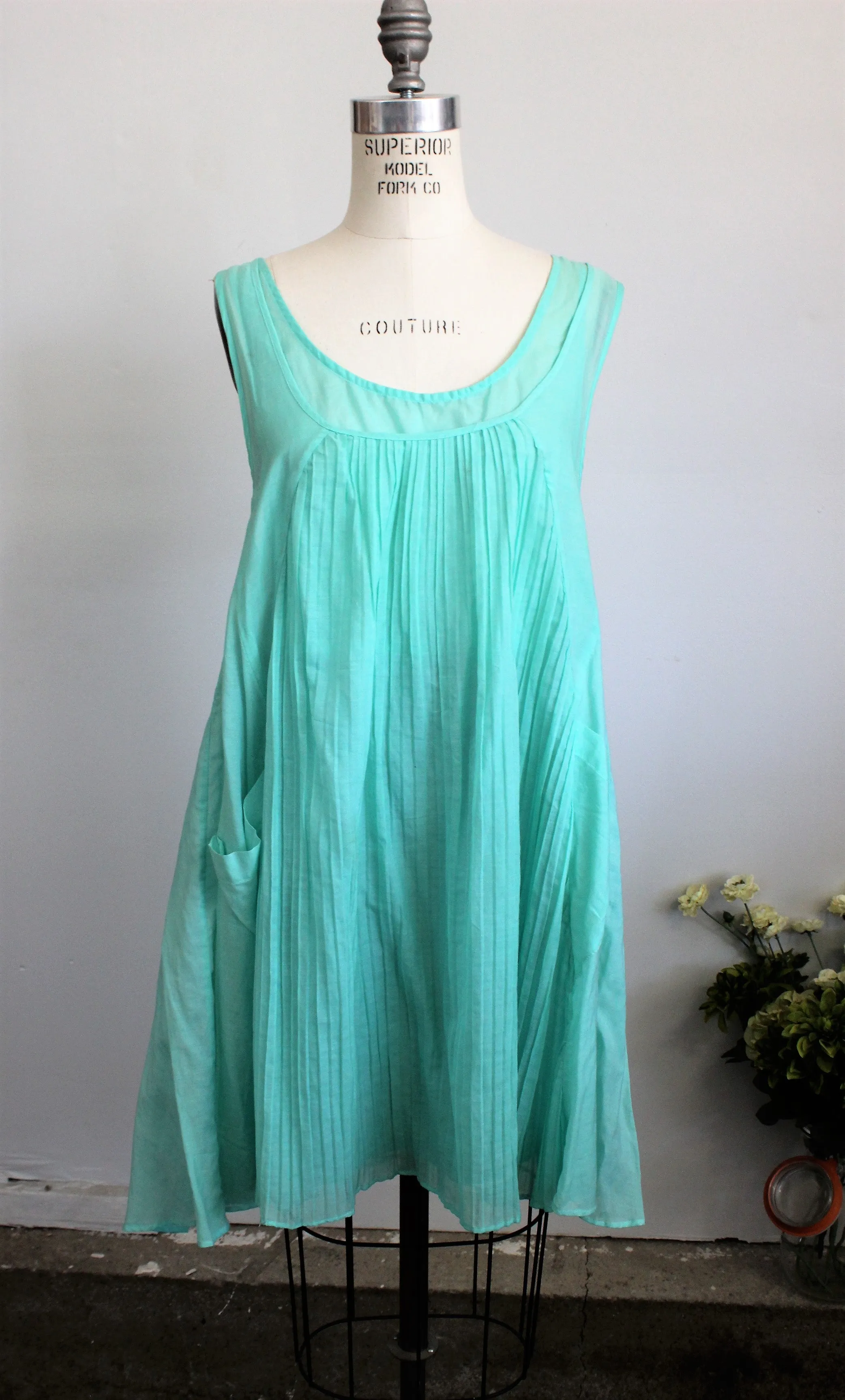 Piko 1988 Anthropologie Seafoam Green Babydoll Dress, Size Medium