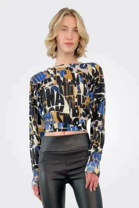 Printed Crop Top - Blue Gast