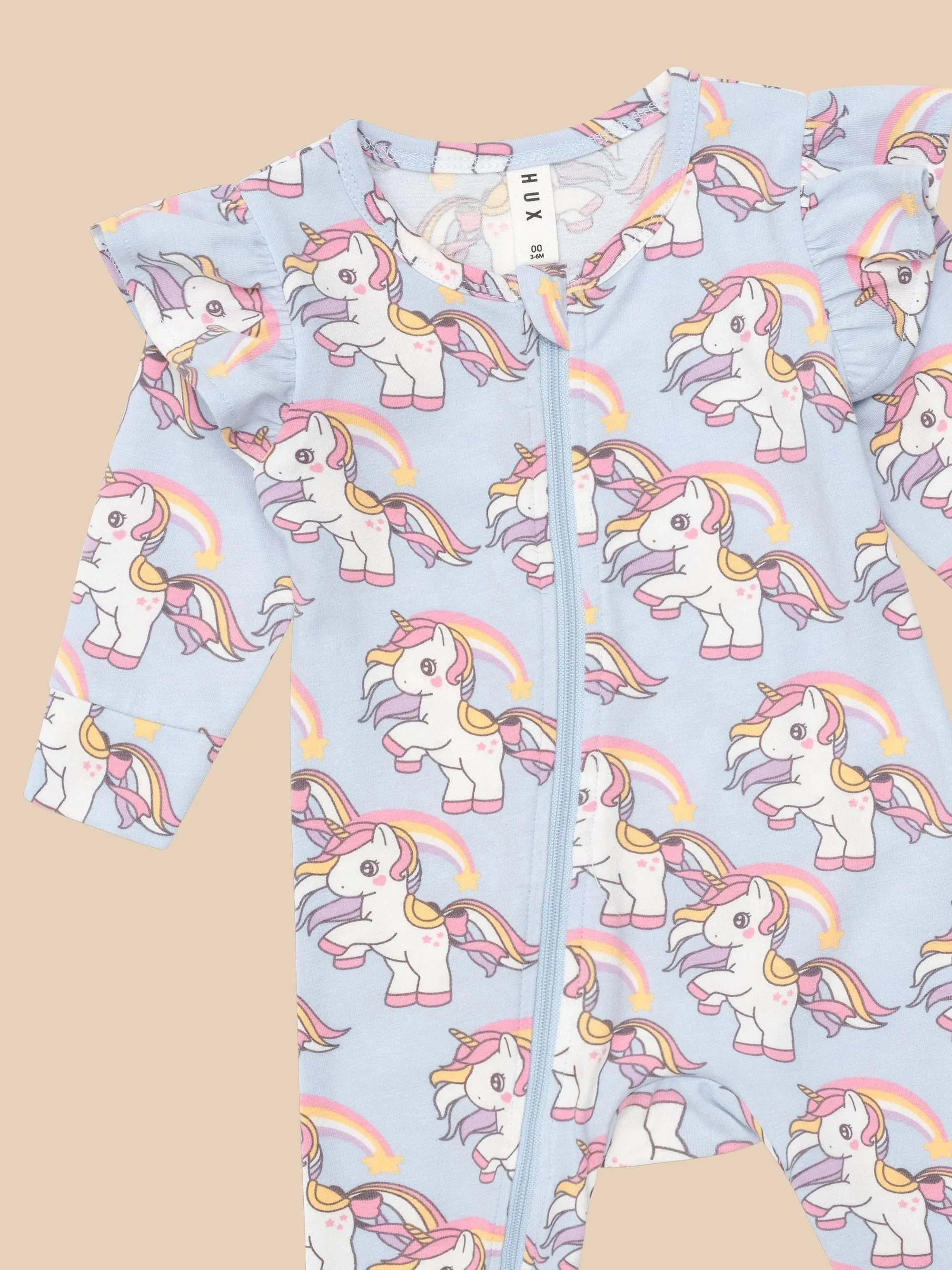 Rainbow unicorn frill romper