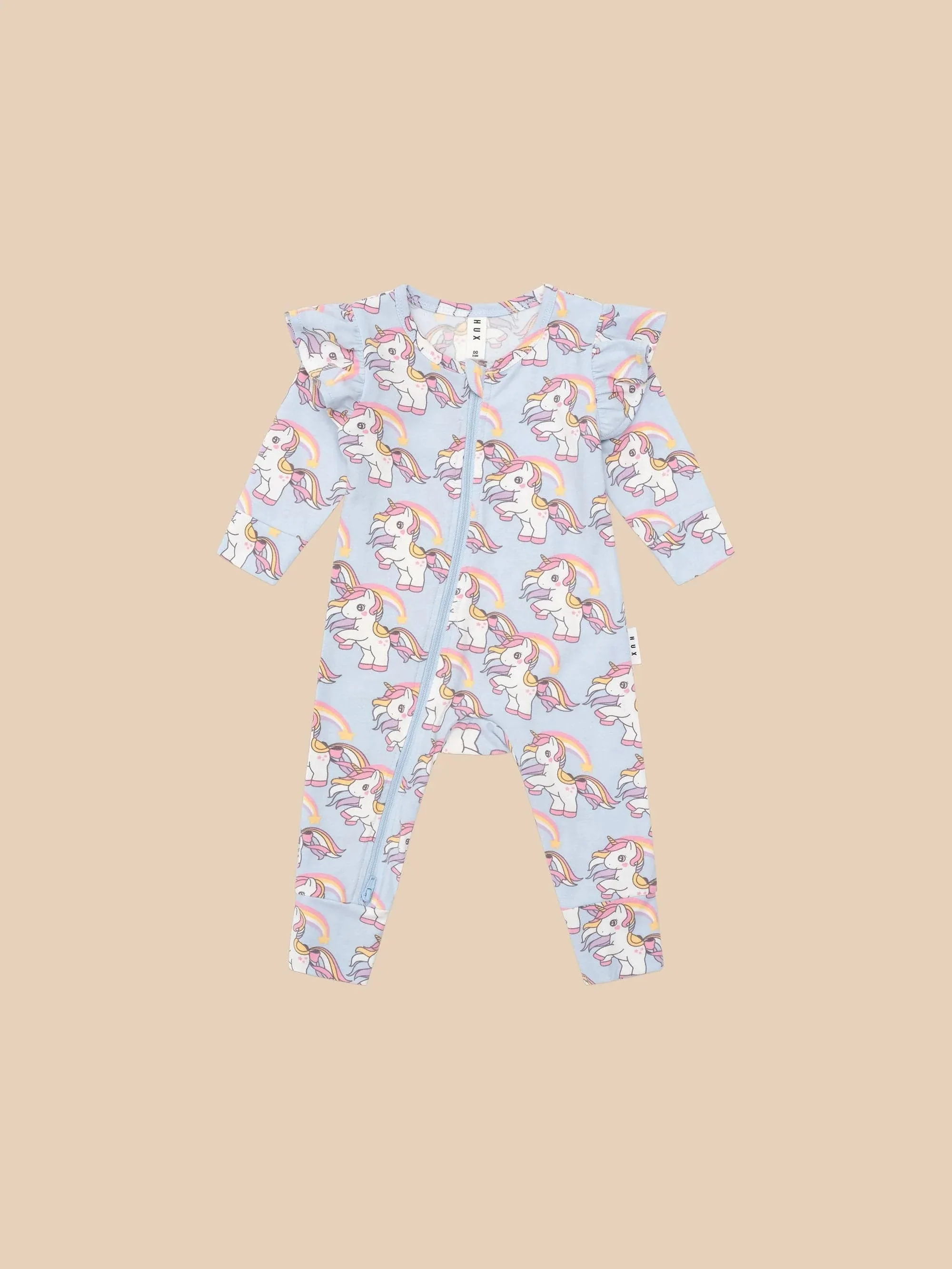 Rainbow unicorn frill romper