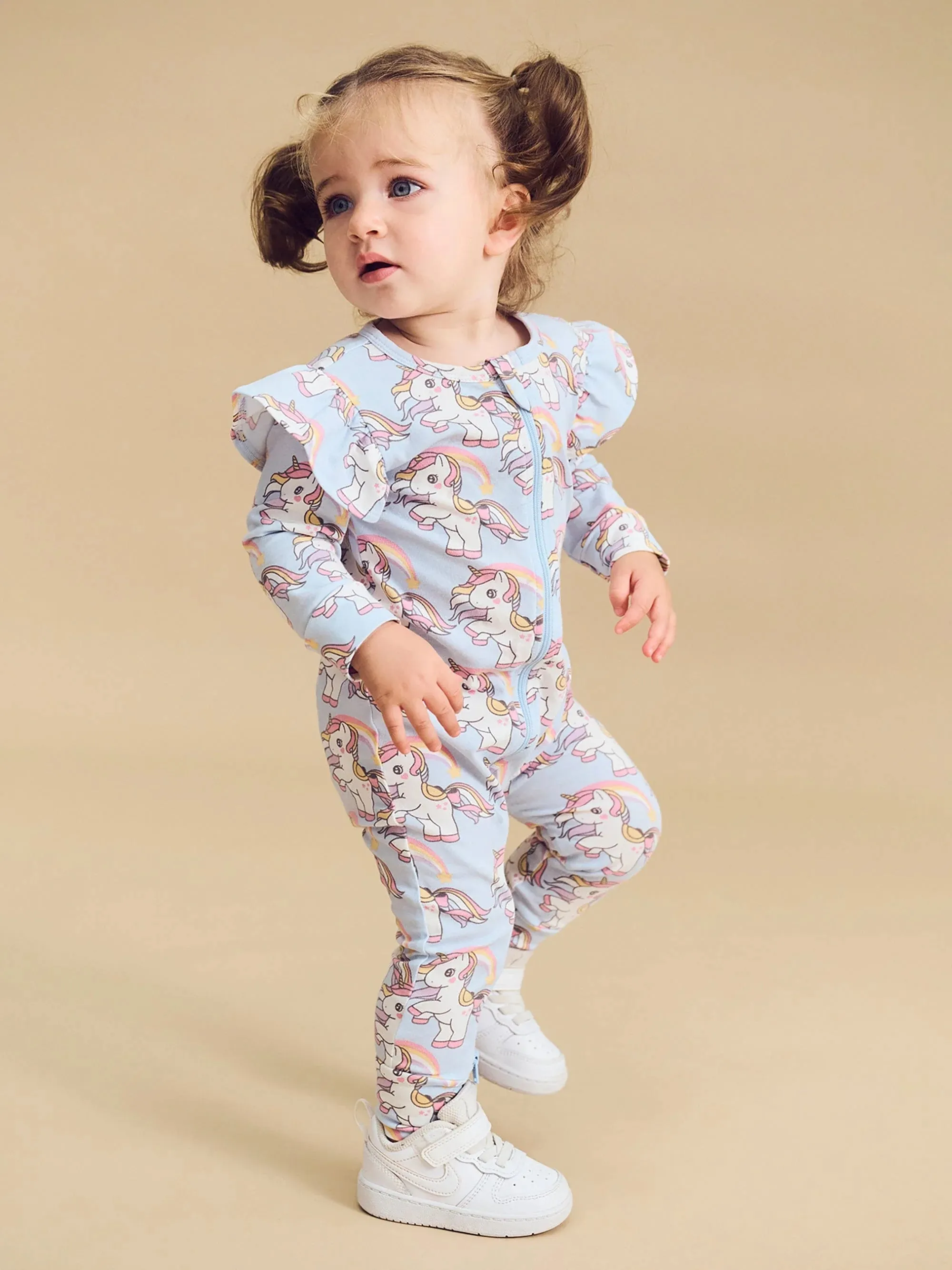 Rainbow unicorn frill romper