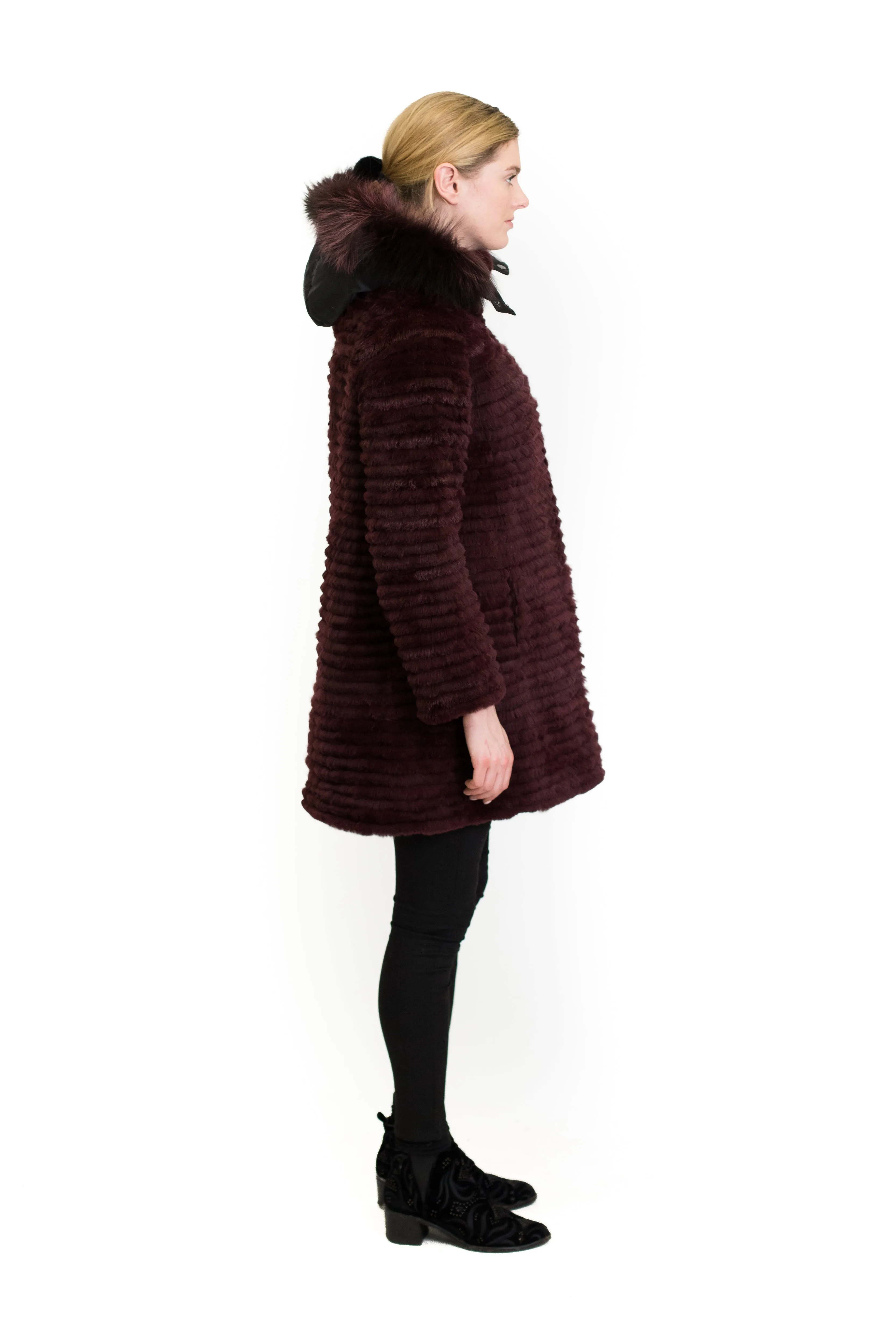 Reversible Layered Rex Rabbit Coat