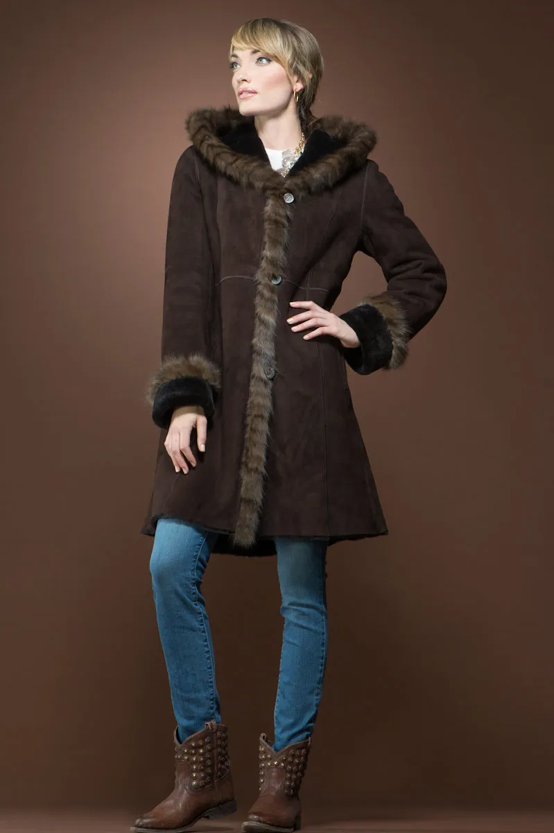 Reversible Spanish Brown Sable - Shearling Coat