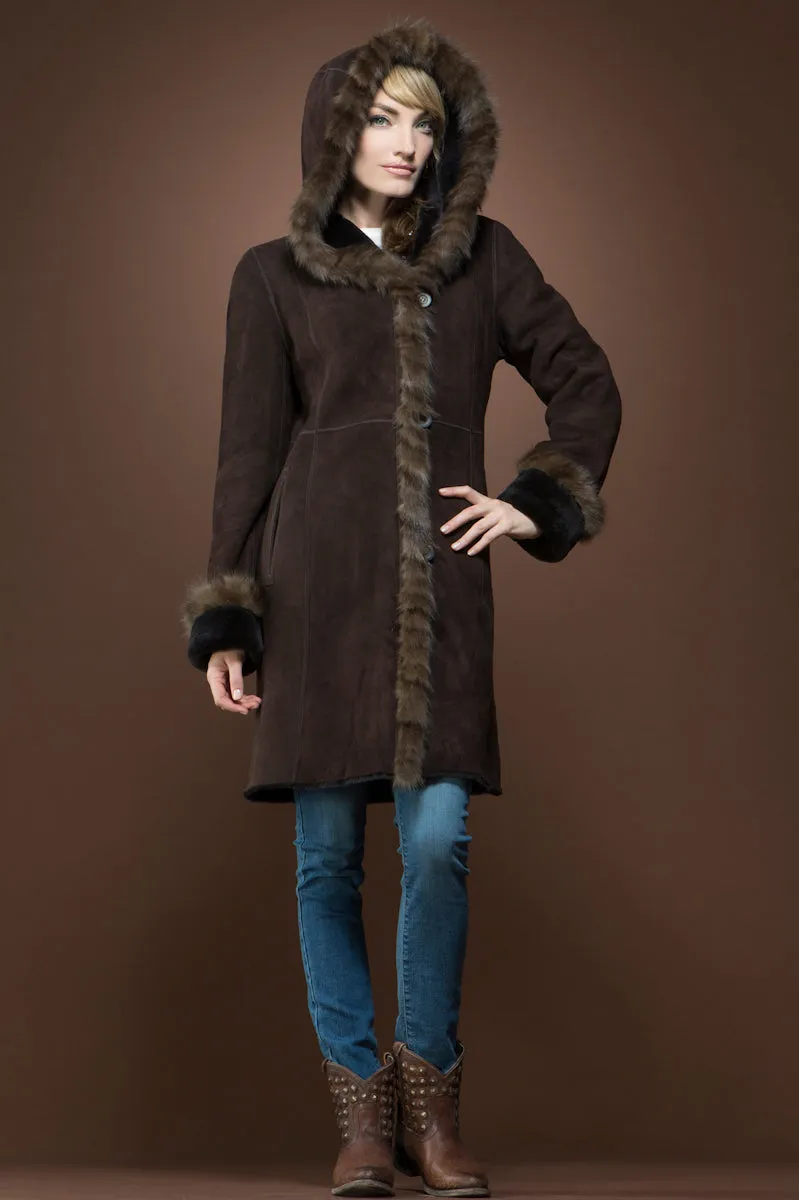 Reversible Spanish Brown Sable - Shearling Coat