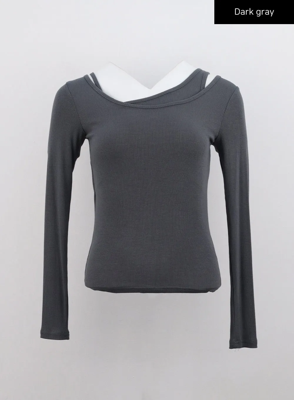 Ribbed Layered Cami and Long Sleeve Top CG316