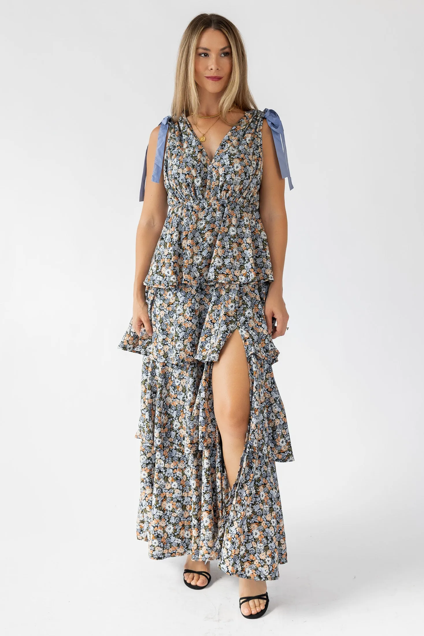 Shaina Black Floral Maxi Dress