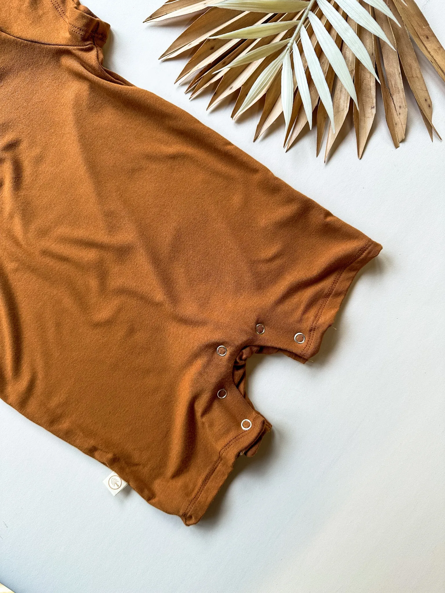 Short Sleeve Snap Romper | Ginger | Luxury Bamboo