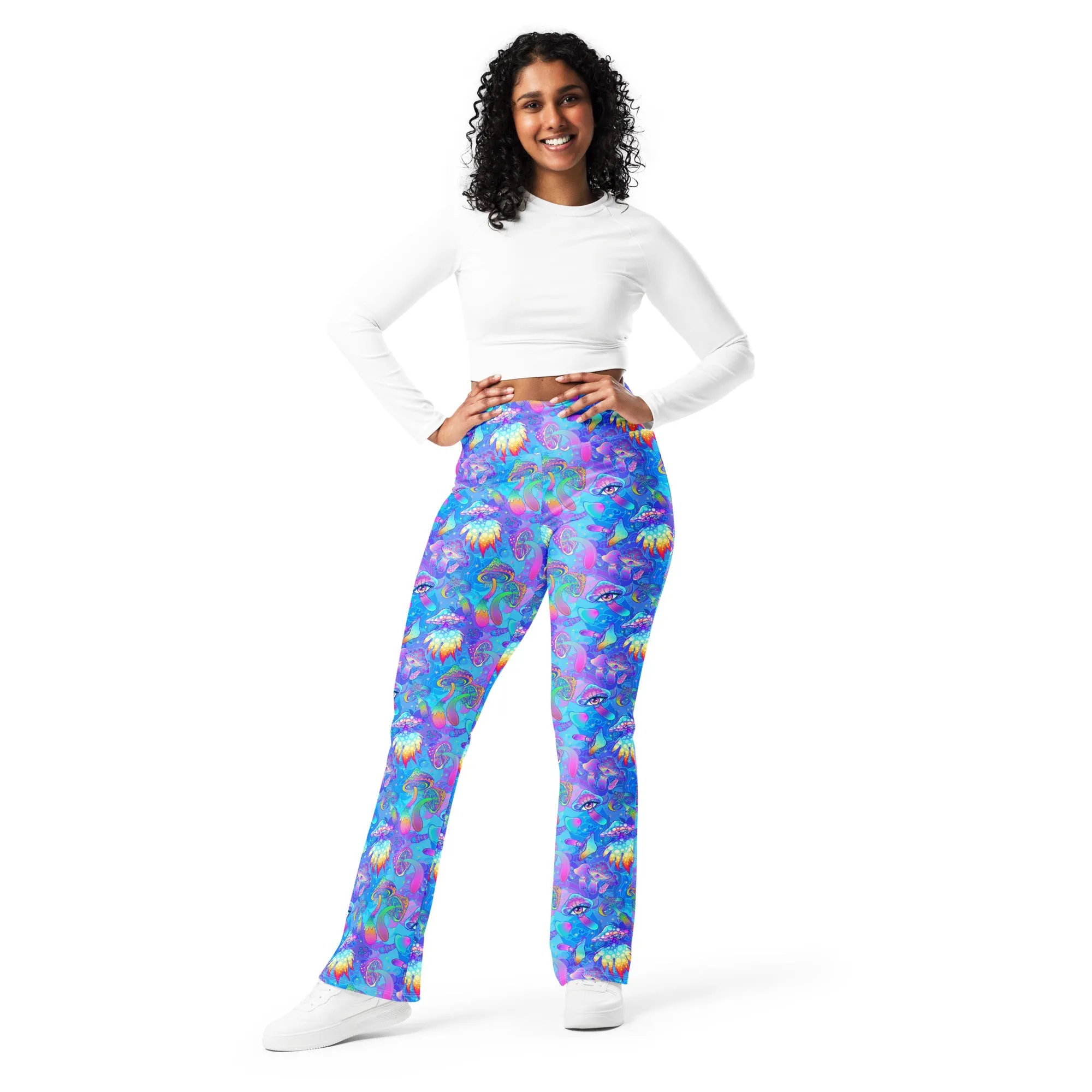 Shroomin Blue Flare leggings