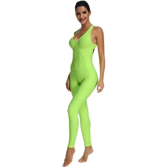 Spark One Piece Textured Cross-back Fitness Jumpsuit