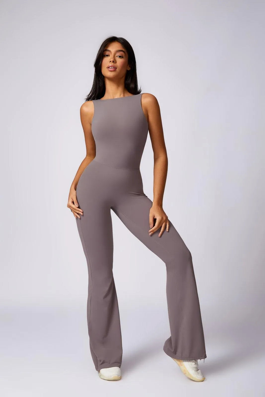 Stella Flared Jumpsuit - Taupe (FINAL SALE)