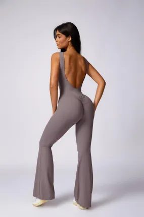 Stella Flared Jumpsuit - Taupe (FINAL SALE)