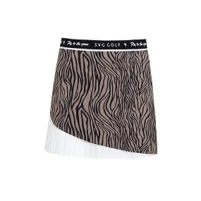 SVG Golf Pleated Skort Dark Brown Zebra Pattern