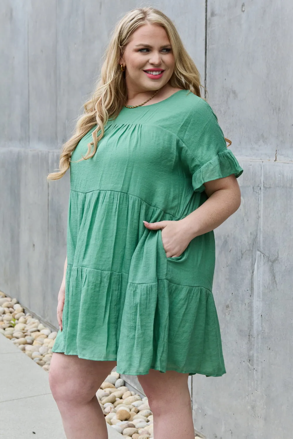 Sweet As Can Be Textured Woven Babydoll Dress