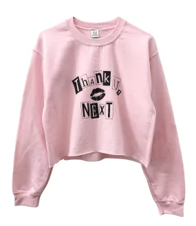 Thank U, Next Light Pink Graphic Cropped Crewneck Sweatshirt