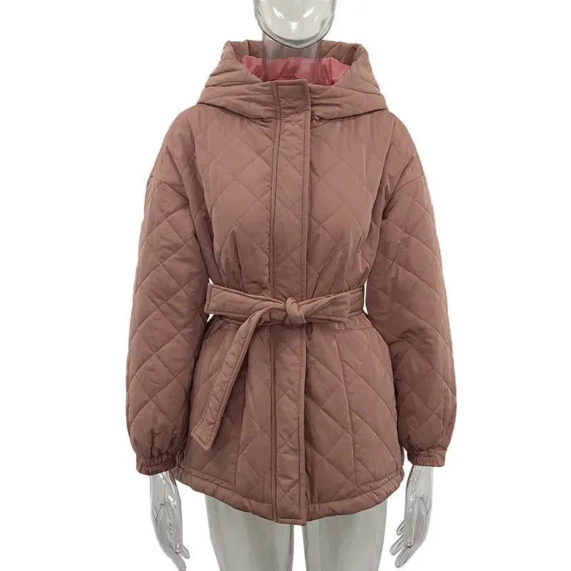 Thermal Jacket Plus Size Tie Down Cotton Winter Hoodie Coat