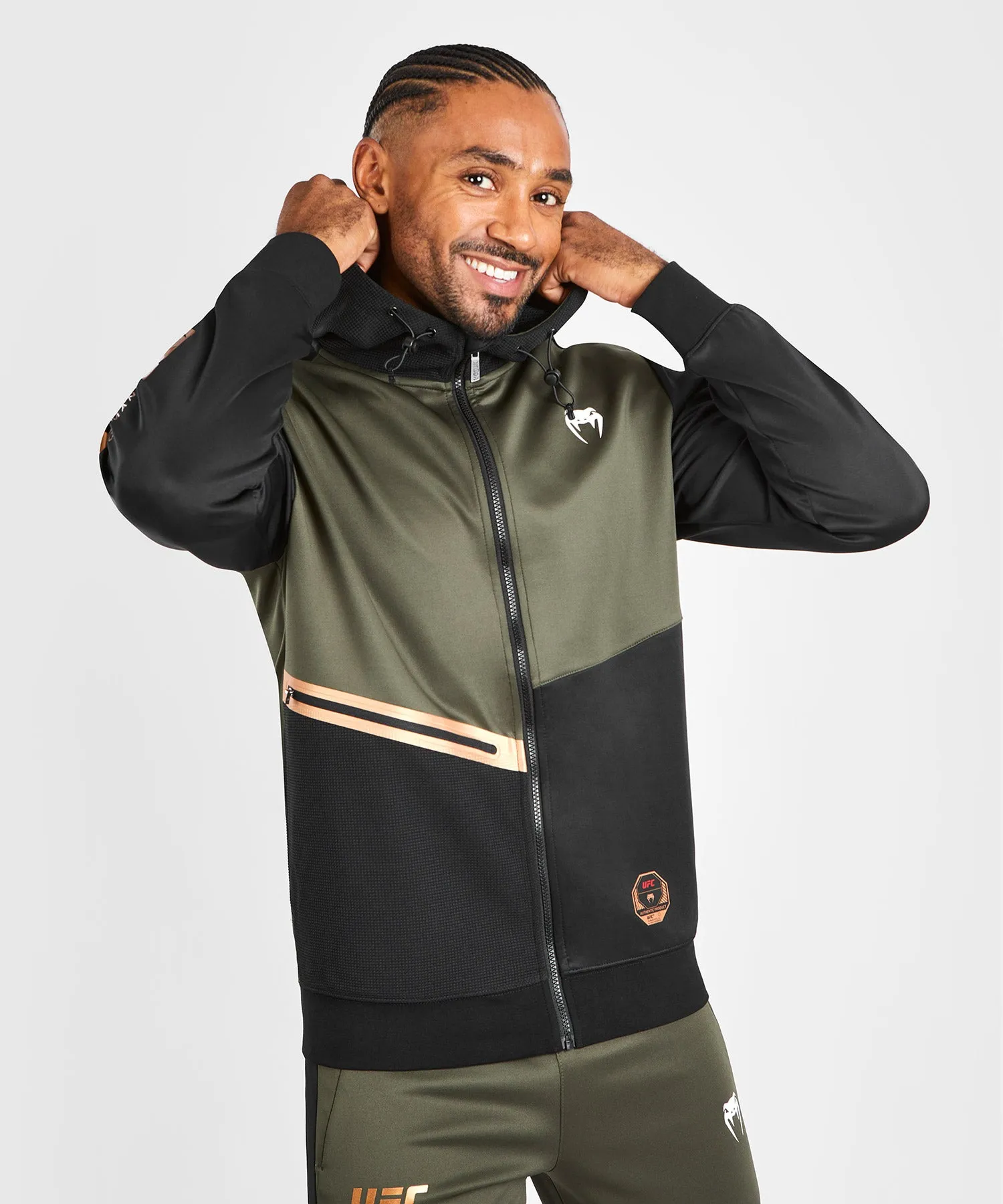 UFC Adrenaline by Venum Fight Week Men’s Zip Hoodie - Khaki/Bronze