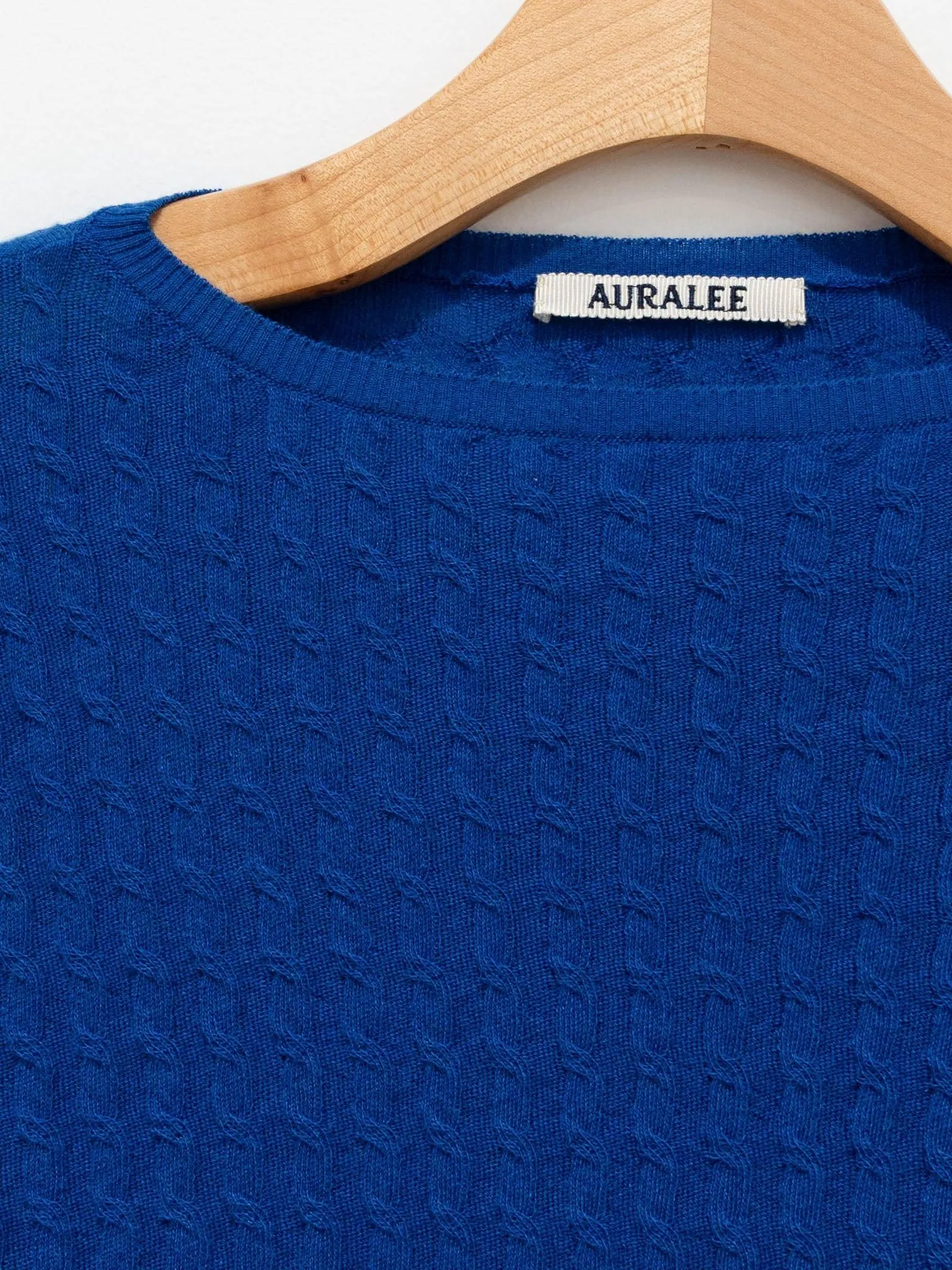 Washable Cashmere Silk Cable Knit Pullover - Blue