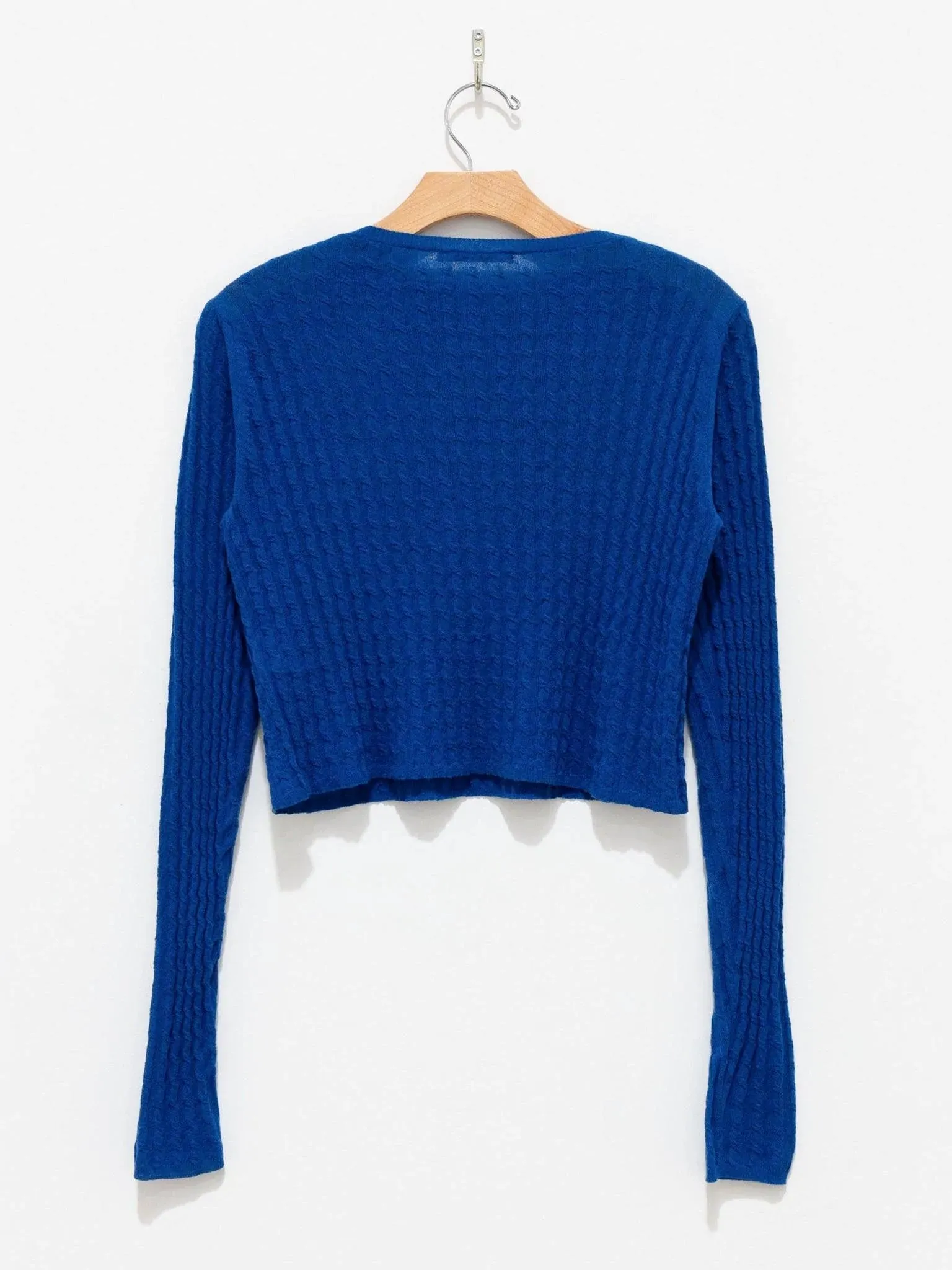 Washable Cashmere Silk Cable Knit Pullover - Blue