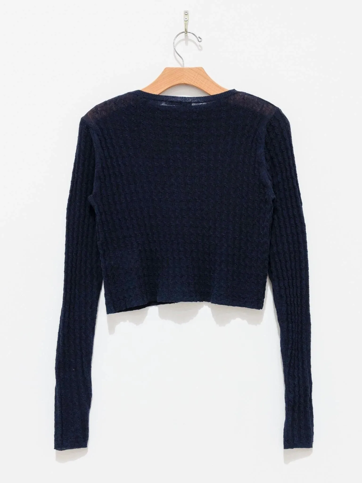 Washable Cashmere Silk Cable Knit Pullover - Dark Navy