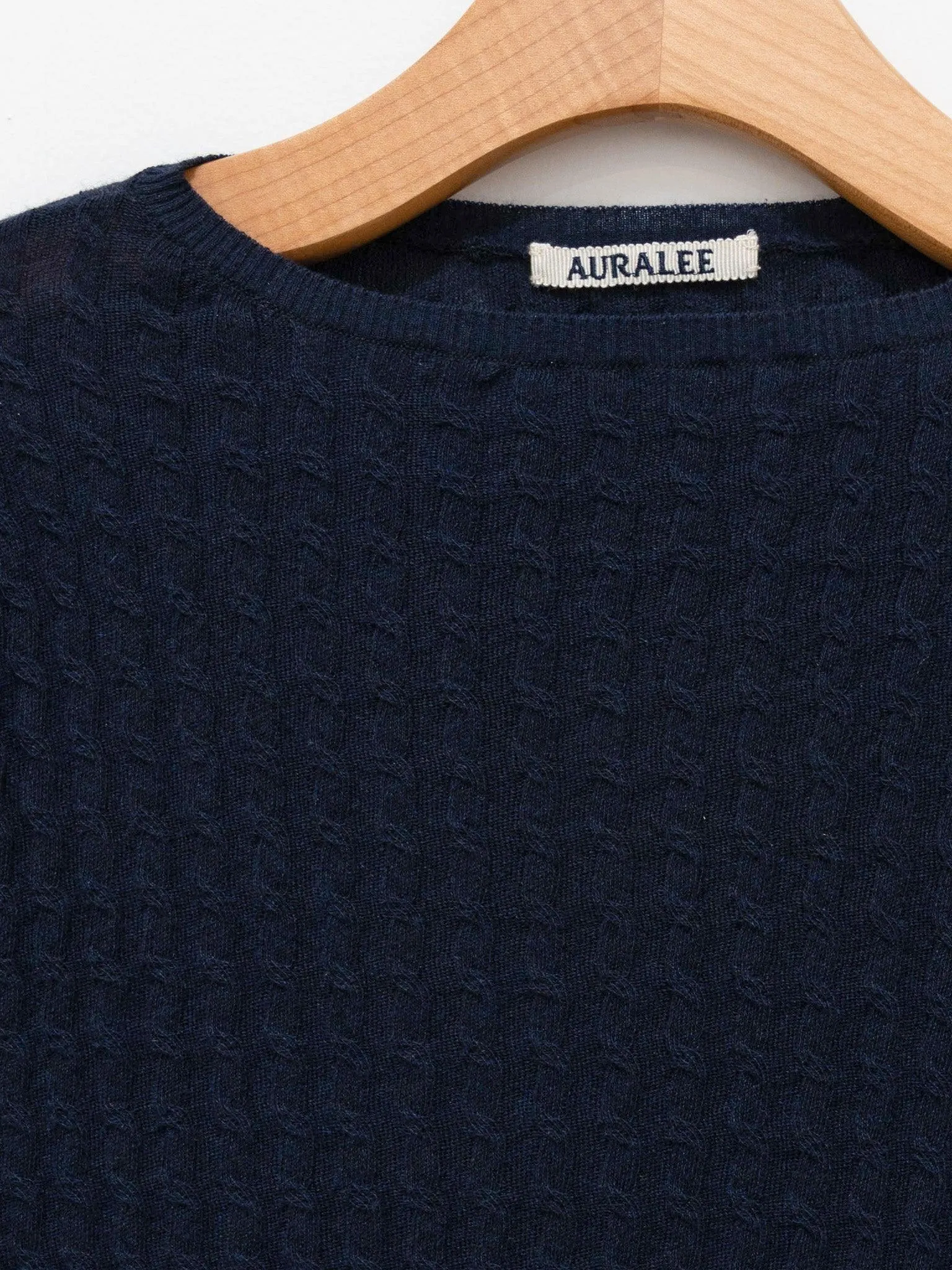 Washable Cashmere Silk Cable Knit Pullover - Dark Navy