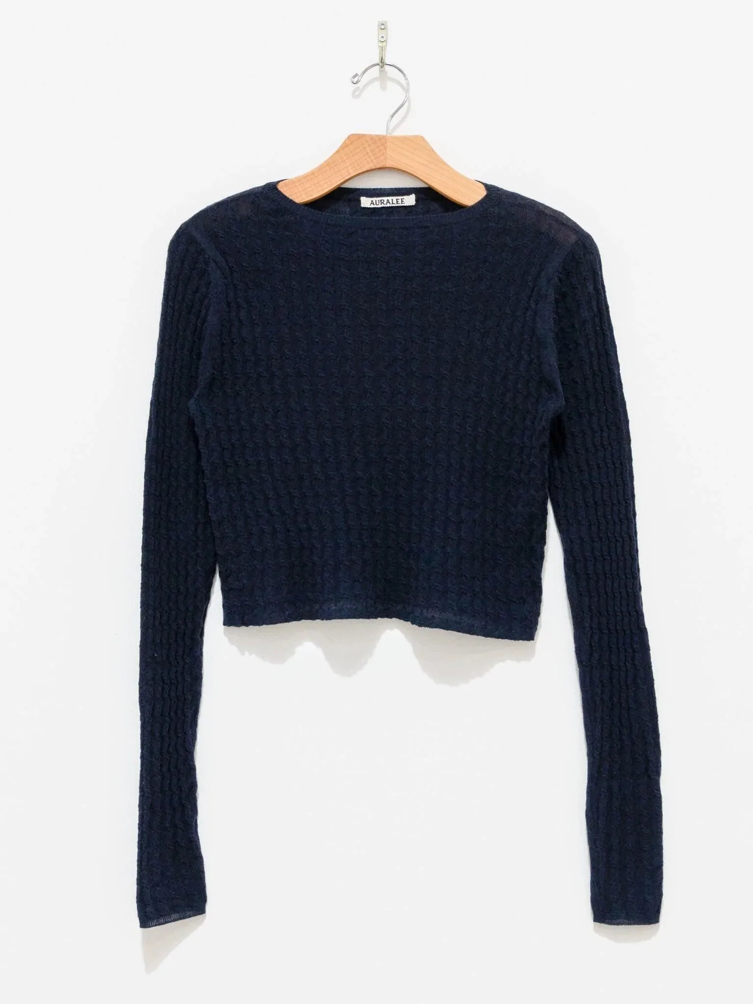 Washable Cashmere Silk Cable Knit Pullover - Dark Navy