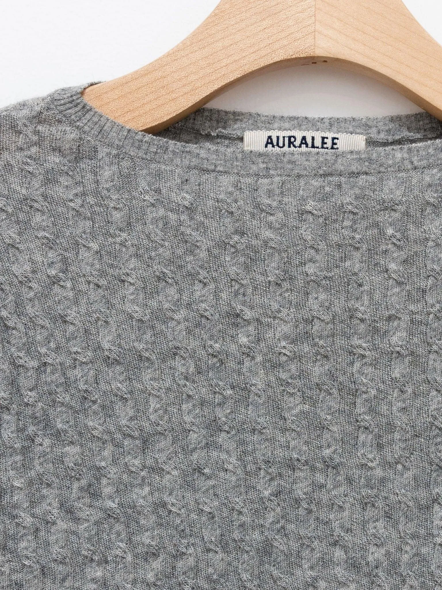 Washable Cashmere Silk Cable Knit Pullover - Top Gray