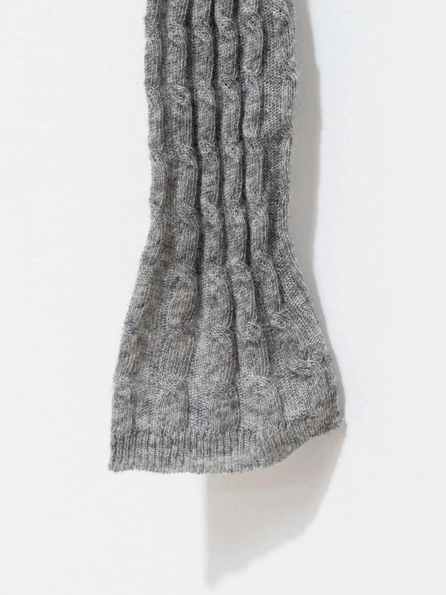 Washable Cashmere Silk Cable Knit Pullover - Top Gray