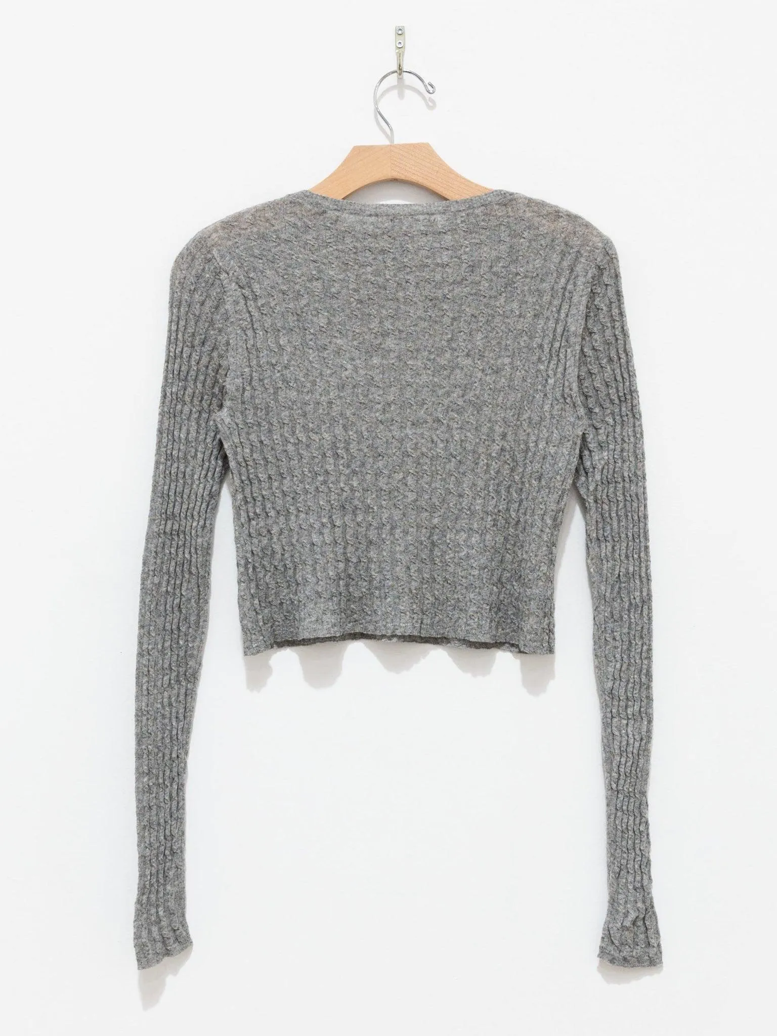 Washable Cashmere Silk Cable Knit Pullover - Top Gray