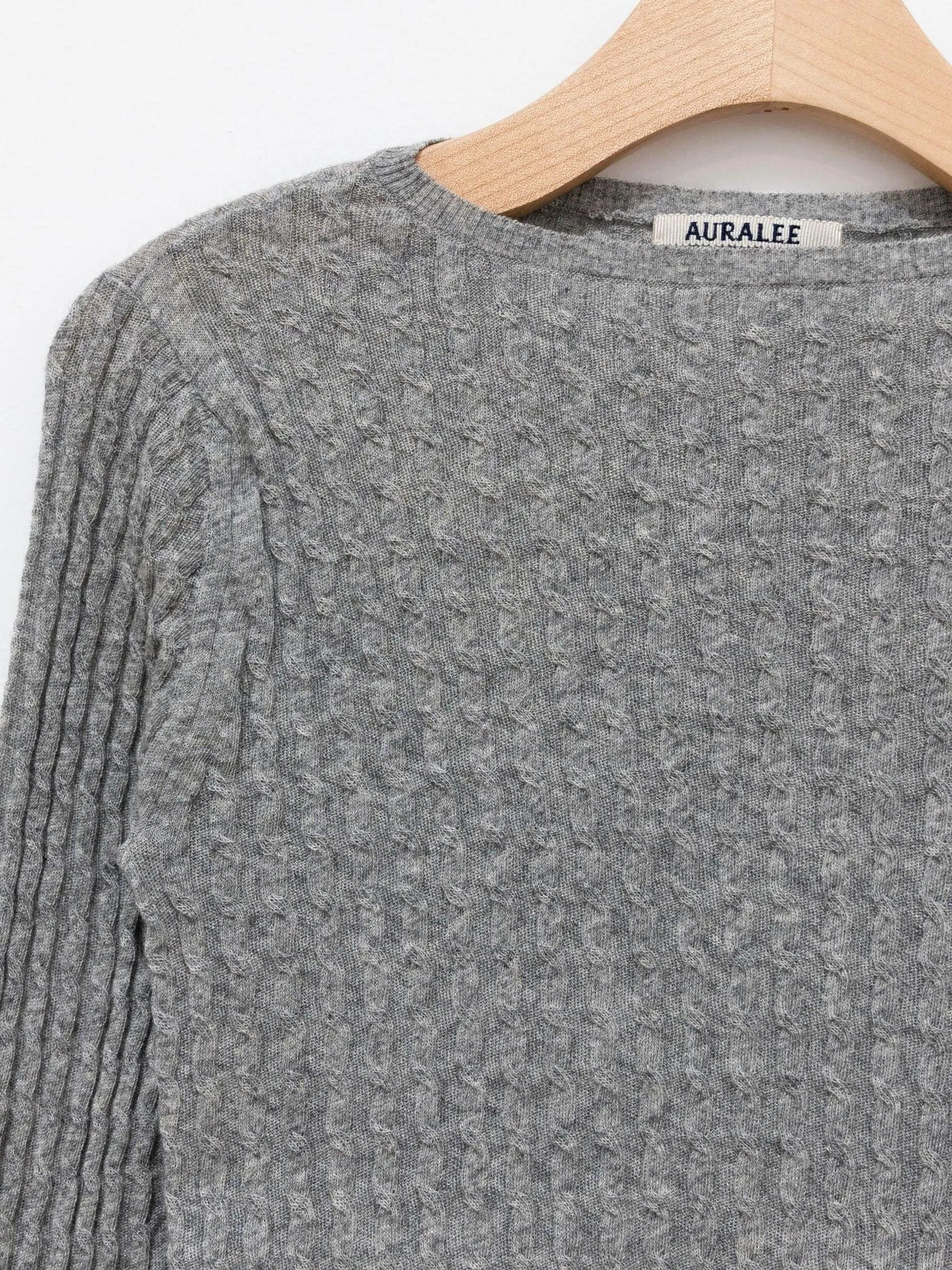 Washable Cashmere Silk Cable Knit Pullover - Top Gray