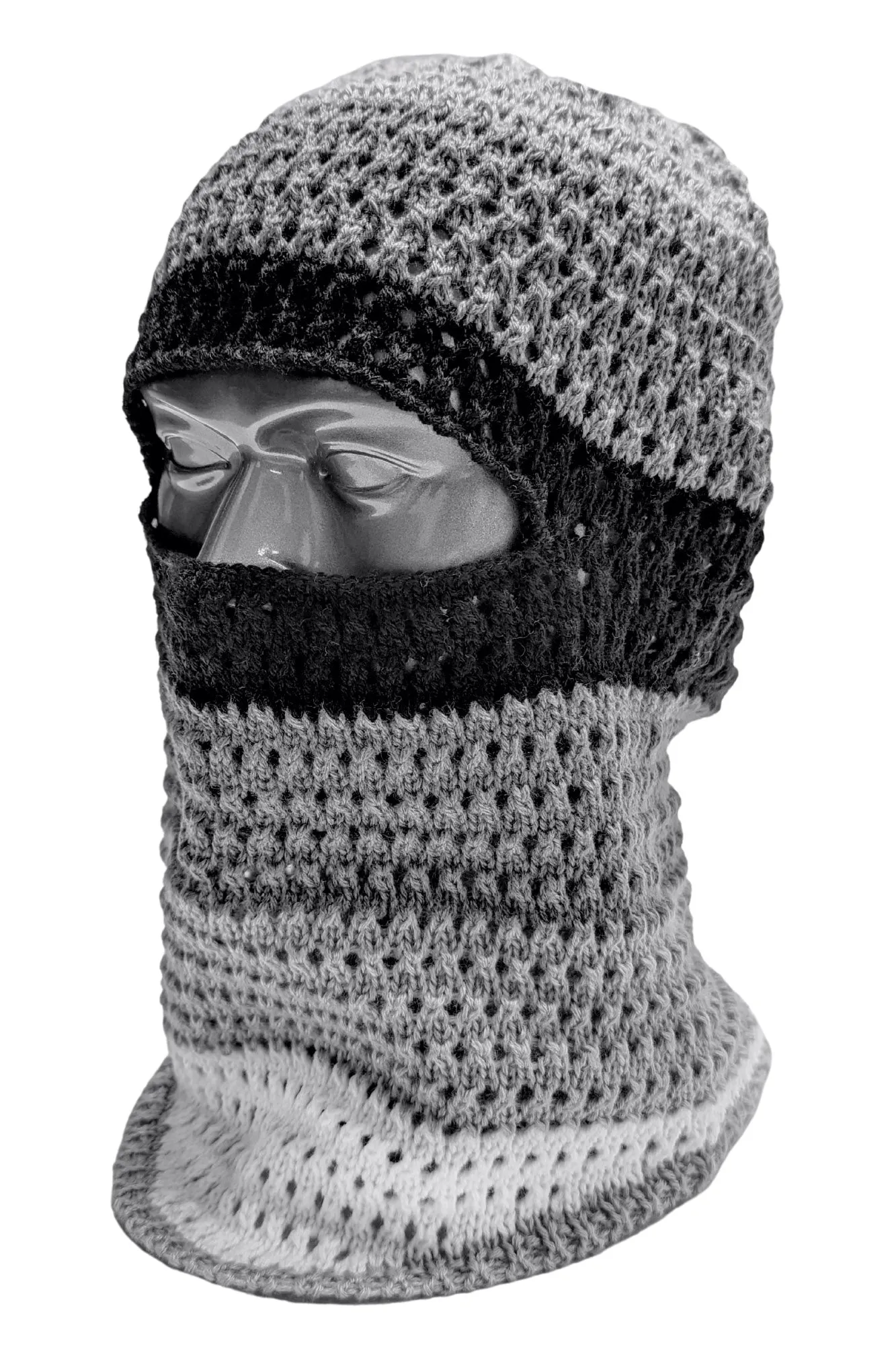 Wave Knit Balaclava (Grey-Black)