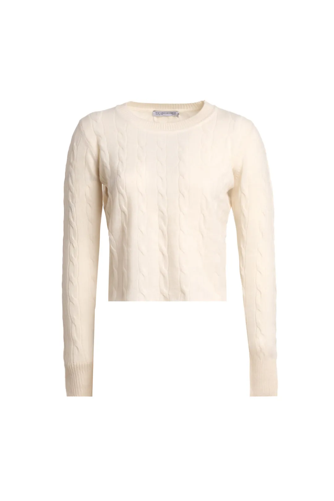 White Cashmere and Wool Amelia Hair Braided Crop Women's Sweater