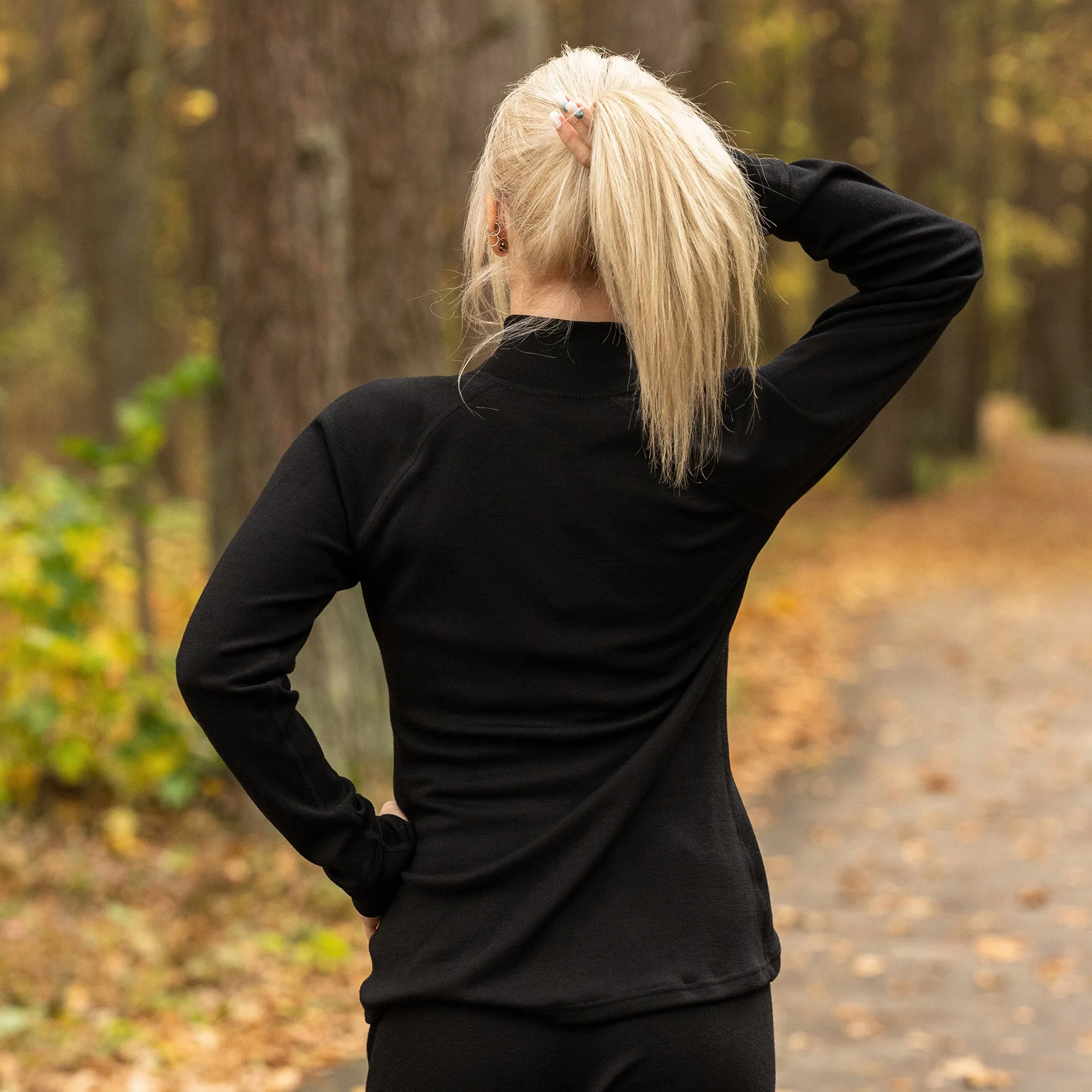 Women's 250 Zip Neck Top Black