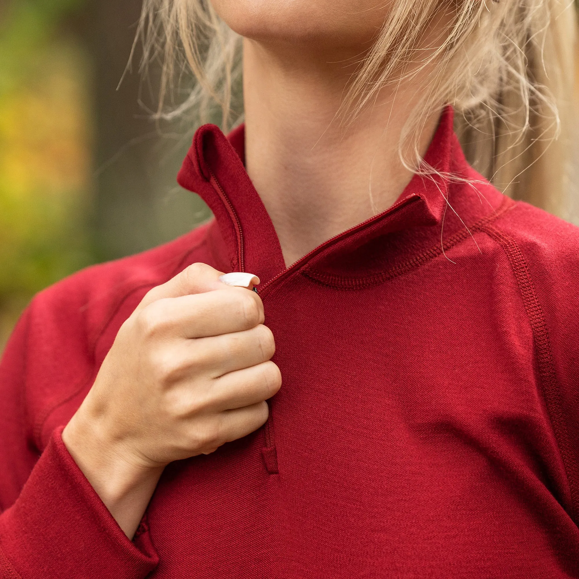 Women's 250 Zip Neck Top Royal Cherry