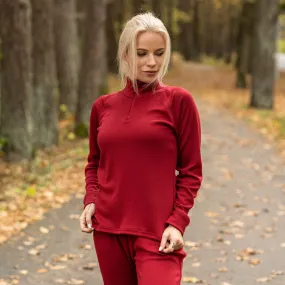 Women's 250 Zip Neck Top Royal Cherry