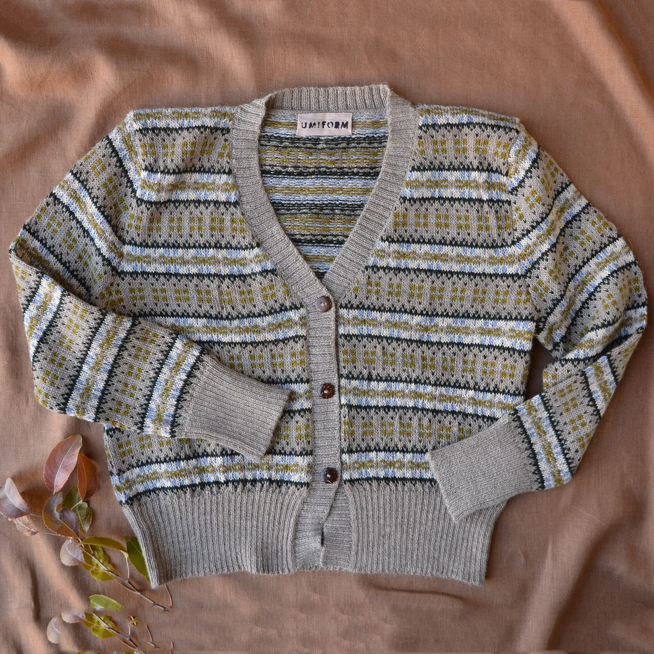 Women's Fairisle Vintage Cardi in Baby Alpaca - Light Brown (AW23)