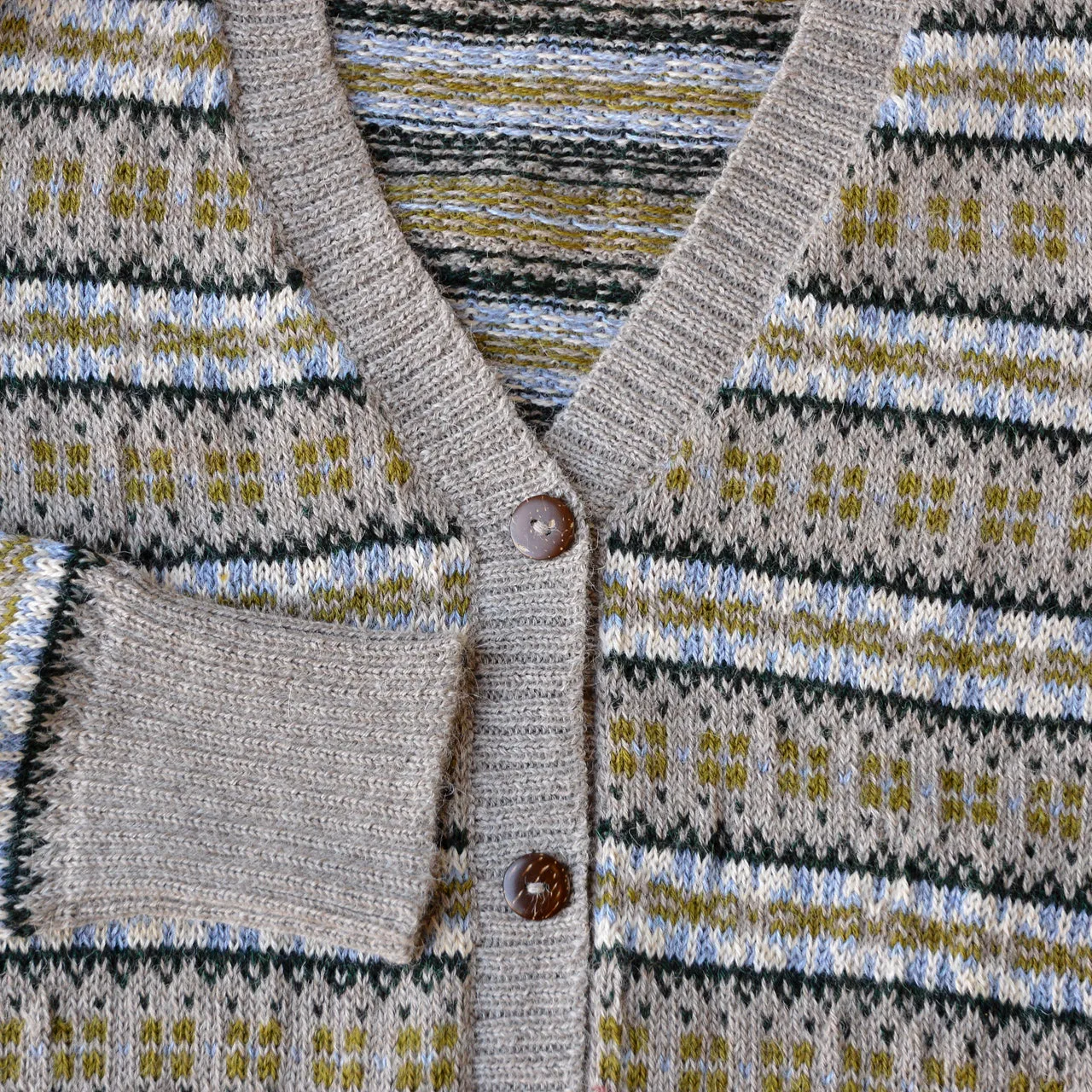 Women's Fairisle Vintage Cardi in Baby Alpaca - Light Brown (AW23)