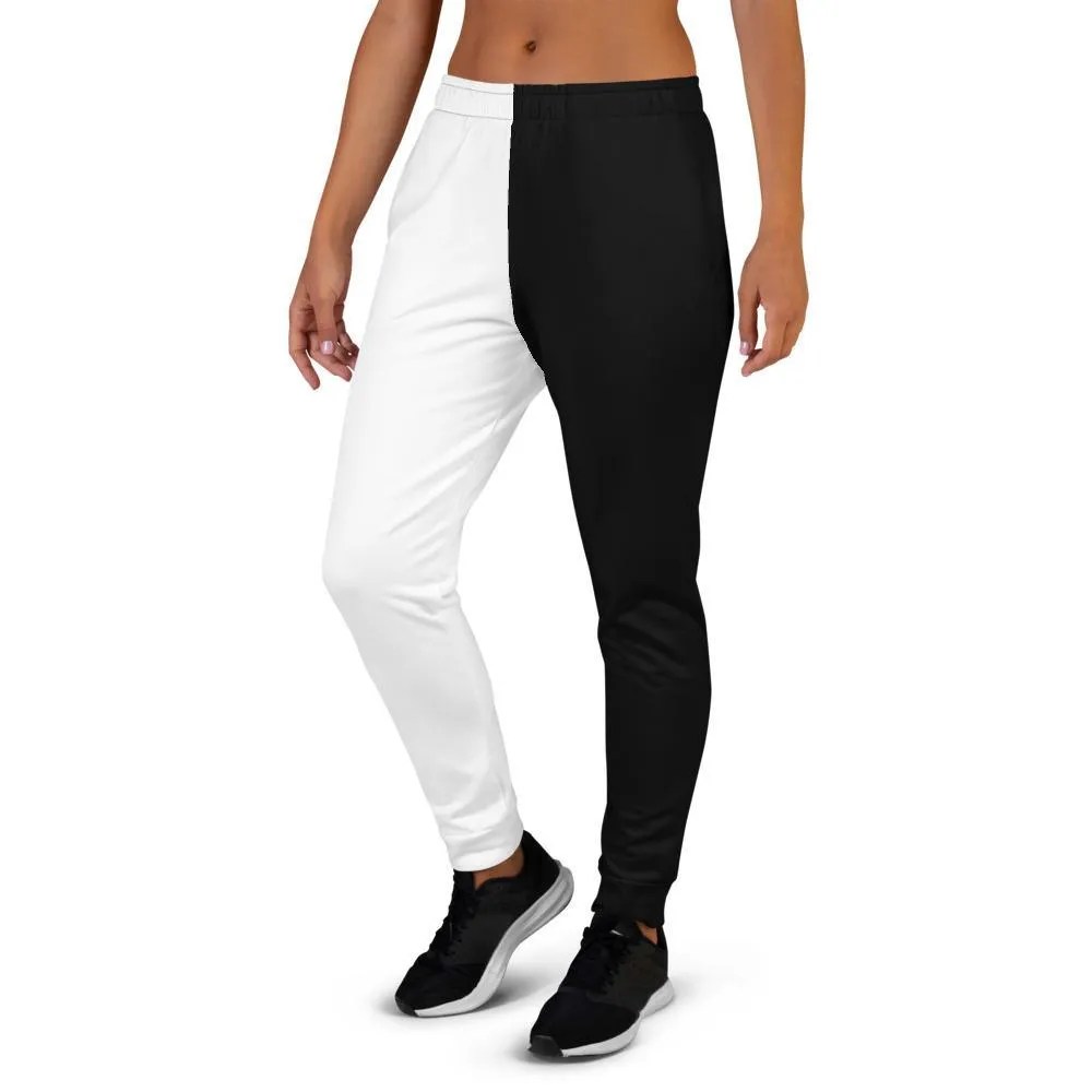 Women's Joggers, Black and White - Fade Resistant