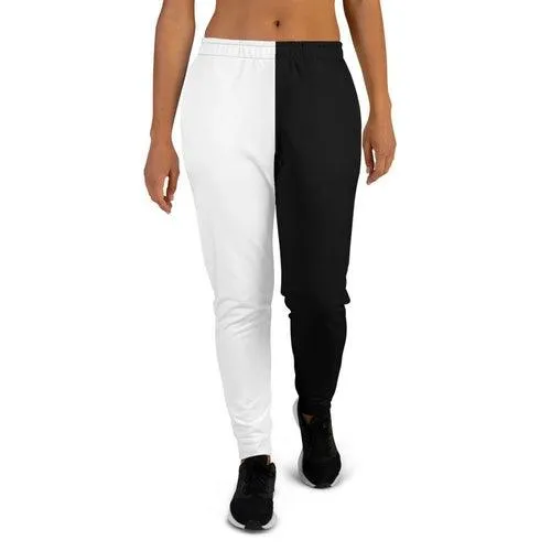 Women's Joggers, Black and White - Fade Resistant