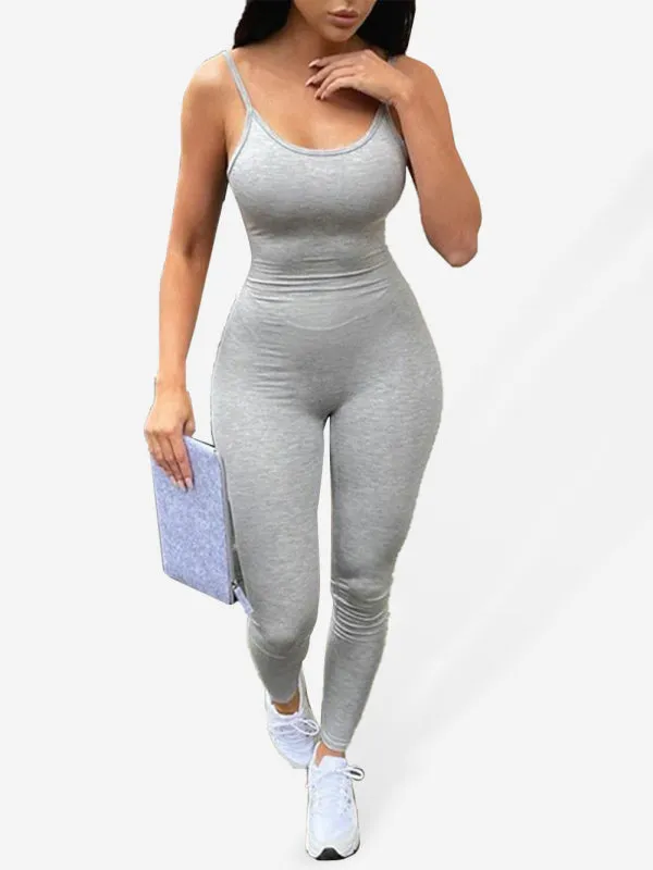 Women's New Fashion Solid Color Yoga Sports Jumpsuit