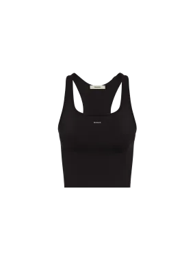 Women's Plant-Stretch Compressive Ribbed Tank Top—black