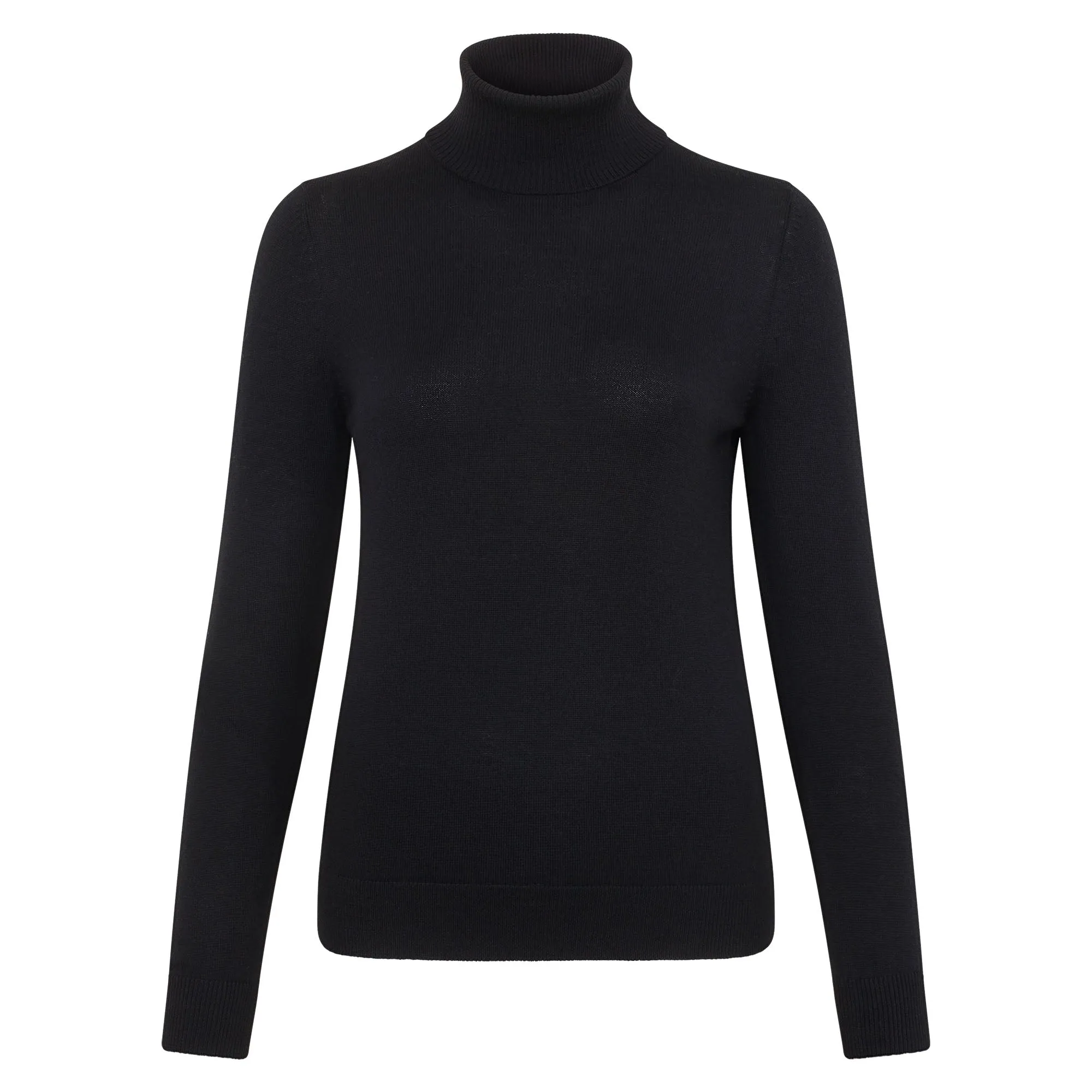 Womens Pure Extra Fine Merino Wool Roll Neck Jumper