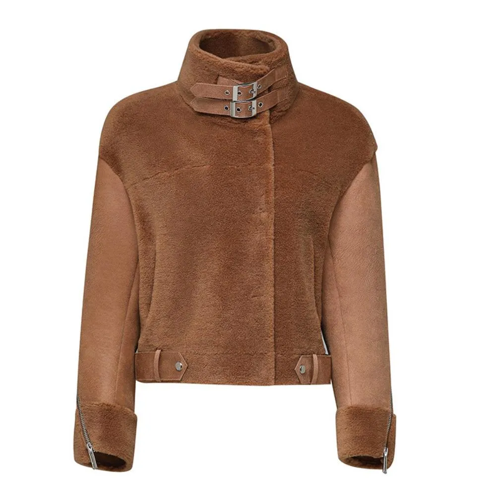 Women's Shearing Bike Jacket Brown