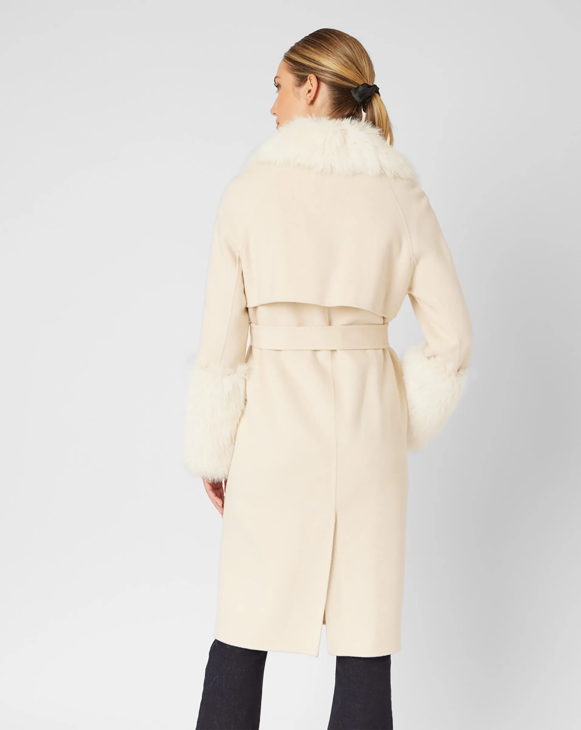 Wool Coat with Faux Fur