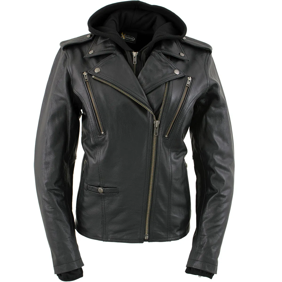 Xelement XS2516 Women's Black ‘Madame’ Hooded and Vented Motorcycle